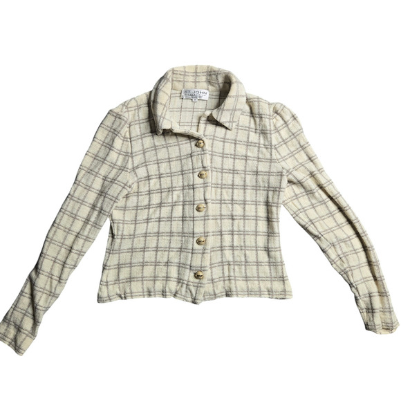 St. John Collection by Marie Gray Tweed Plaid Knit Jacket Size: 6 - Picture 1 of 8